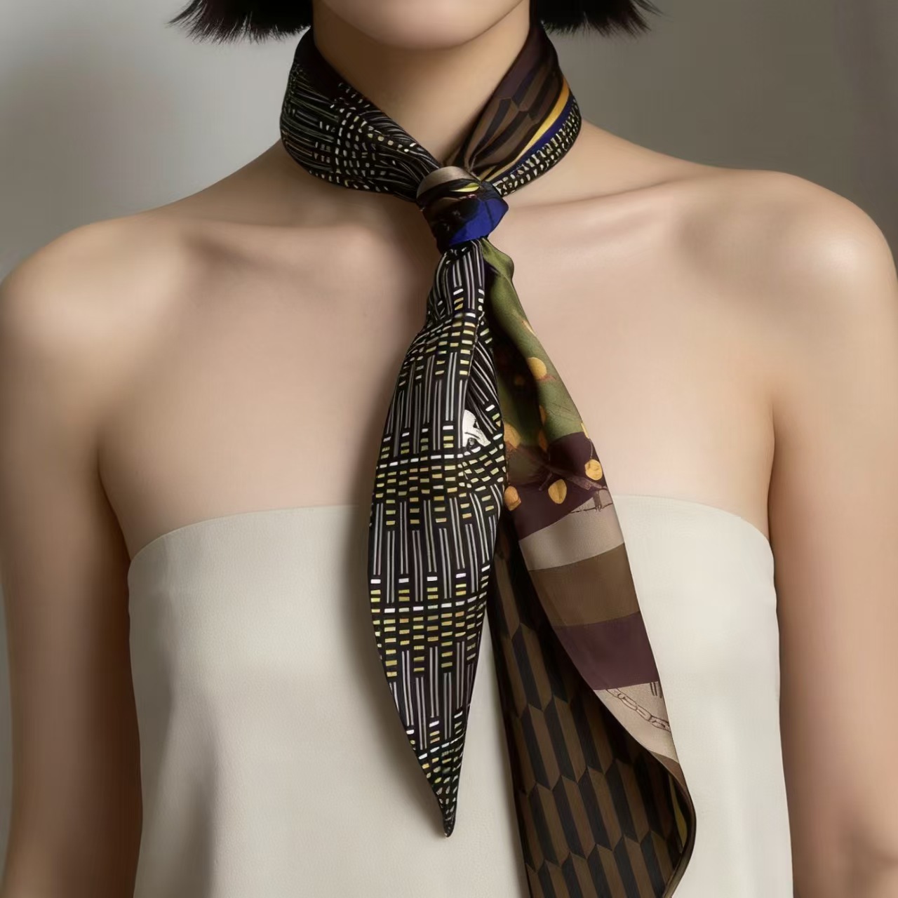 Luxury Print Long Hair Ribbon  - Ascot Neck Scarf recension och pris