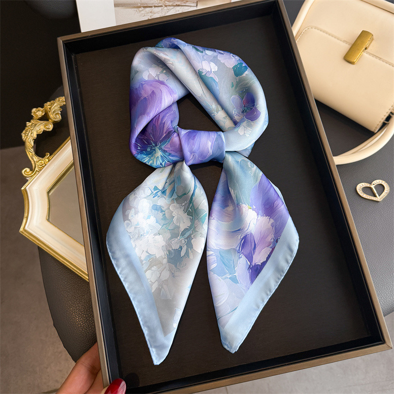 2026 New Floral Print Silk Squ - Ascot Neck Scarf recension och pris