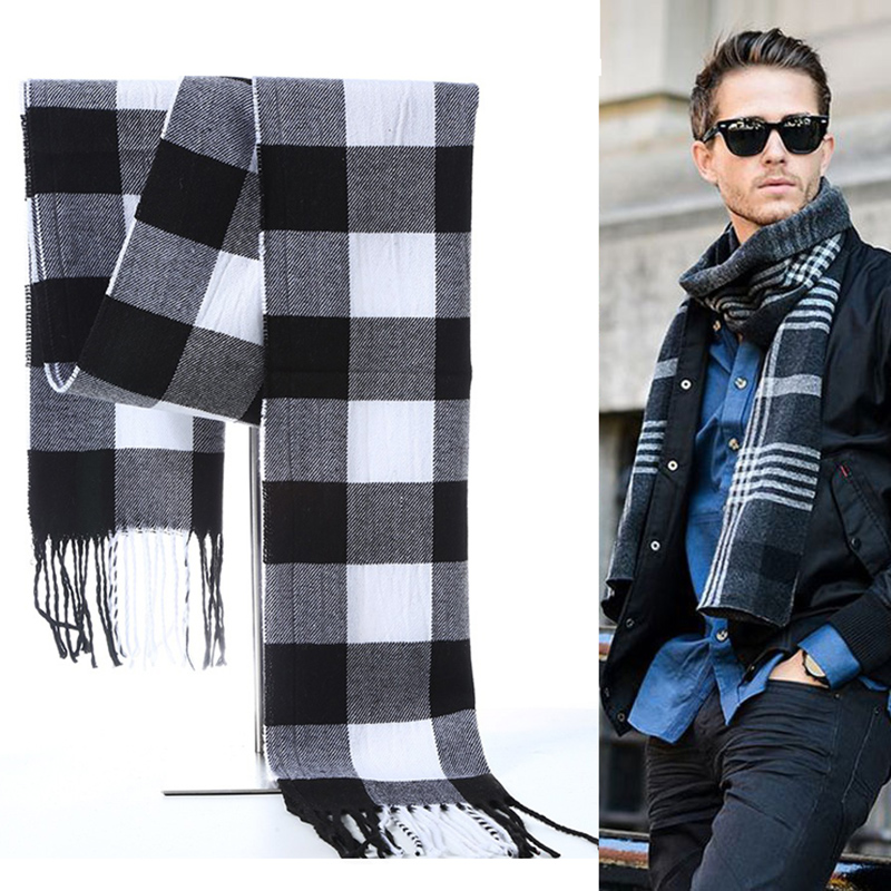 Winter Men Scarf Plaid Stripe  - Muffler Men Wool recension och pris