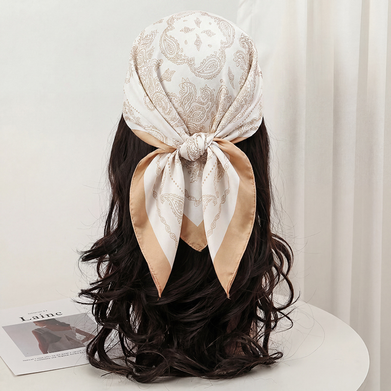 Vintage Beige Paisley Print Sq - Head Wrap Turban recension och pris