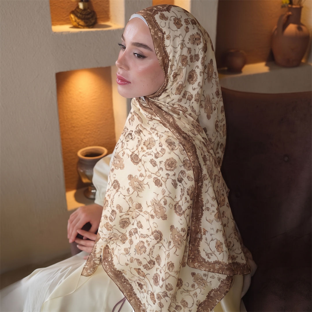 Vintage Floral Print Hijab Sof - Head Wrap Turban recension och pris